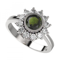 BG stříbrný prsten kameny: kubický zirkon a vltavín porhodiováno 946I