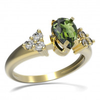 BG zlatý prsten kameny: kubický zirkon a vltavín   495U