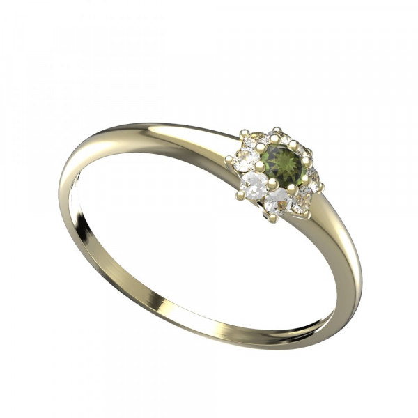 BG zlatý prsten vltavín a diamant   876I