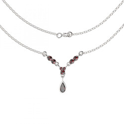 BG stříbrný náhrdelník přírodní broušený granát  porhodiováno 256