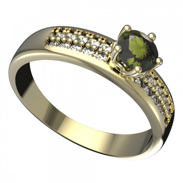 BG zlatý prsten kameny: kubický zirkon a vltavín   875F