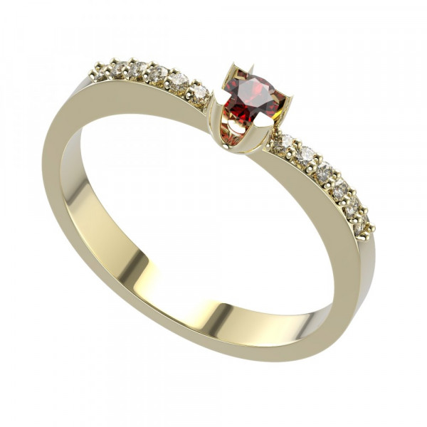 BG zlatý prsten s kameny: diamant a granát   772