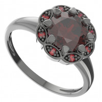 BG stříbrný prsten přírodní broušený granát  rhutenium 993I
