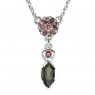 BG stříbrný náhrdelník s granátem a vltavínem porhodiováno 795