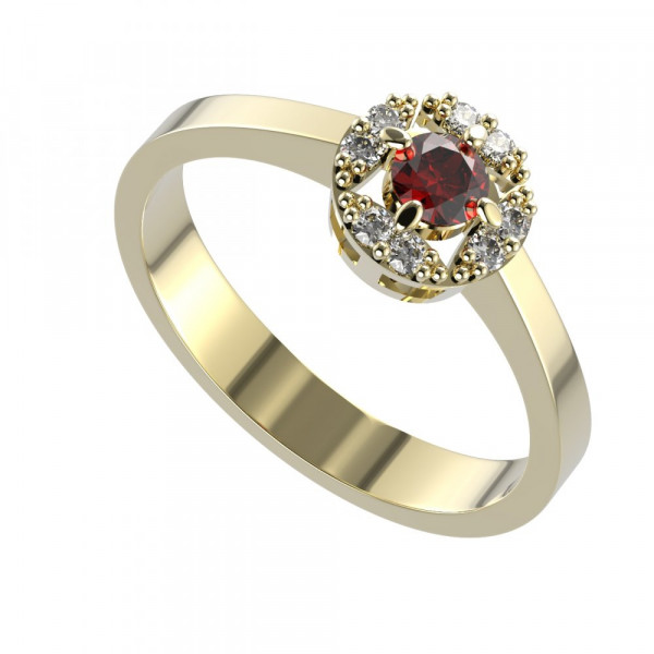 BG zlatý prsten s kameny: diamant a granát   764