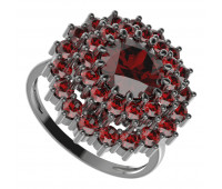 BG stříbrný prsten s přírodním granátem z Čech rhutenium 457I