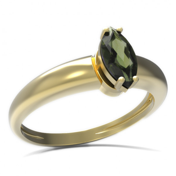 BG zlatý prsten s přírodním vltavínem   483