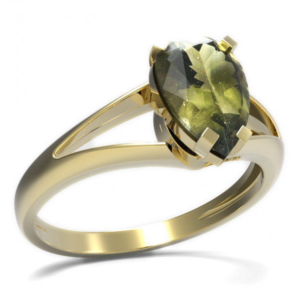 BG zlatý prsten s přírodním vltavínem   494