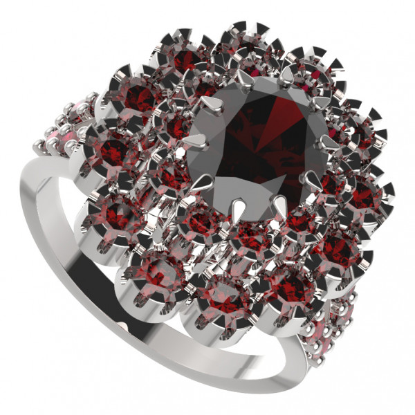 BG stříbrný prsten vsazeny kameny:přírodní granát porhodiováno 280