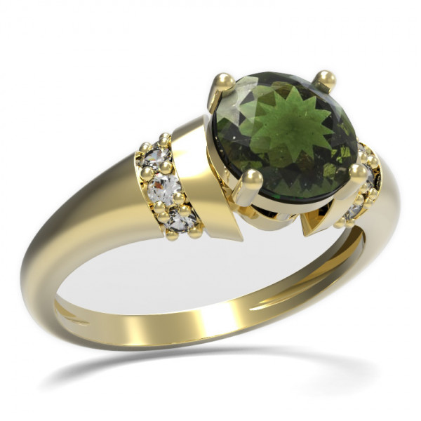 BG zlatý prsten kameny: kubický zirkon a vltavín   474K
