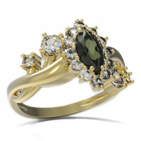 BG zlatý prsten kameny: kubický zirkon a vltavín   504P