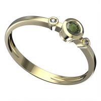 BG zlatý prsten s kameny: diamant a vltavín   551L