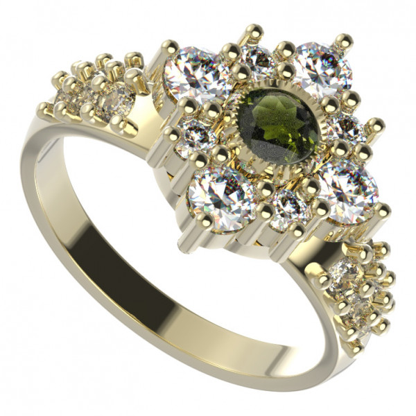 BG zlatý prsten kameny: kubický zirkon a vltavín   105X