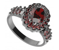 BG stříbrný prsten český přírodní granát rhutenium 435X