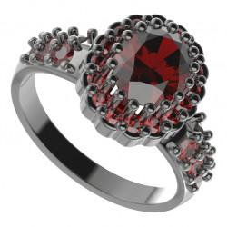 BG stříbrný prsten český přírodní granát rhutenium 435X