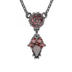BG stříbrný náhrdelník s přírodním granátem z Čech rhutenium 959