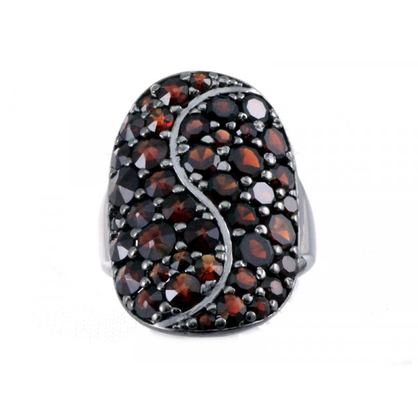 BG stříbrný prsten osázený kameny:granát rhutenium 419T
