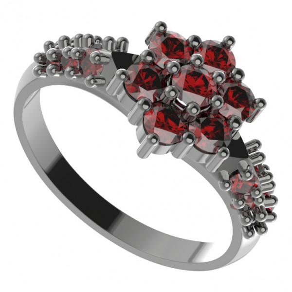 BG stříbrný prsten s českým granátem rhutenium 002X