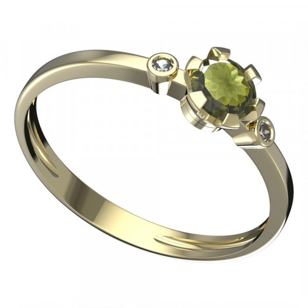 BG zlatý prsten vltavín a diamant   556L