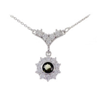 BG stříbrný náhrdelník osázený: vltavín a kubic. zirkon porhodiováno 352