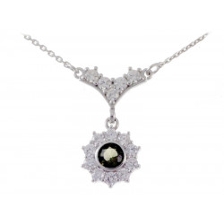 BG stříbrný náhrdelník osázený: vltavín a kubic. zirkon porhodiováno 352