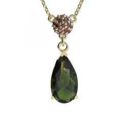 BG zlatý náhrdelník s přírodním granátem a vltavínem   417