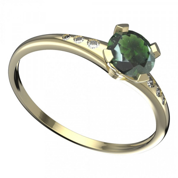 BG zlatý prsten vltavín a diamant   558K