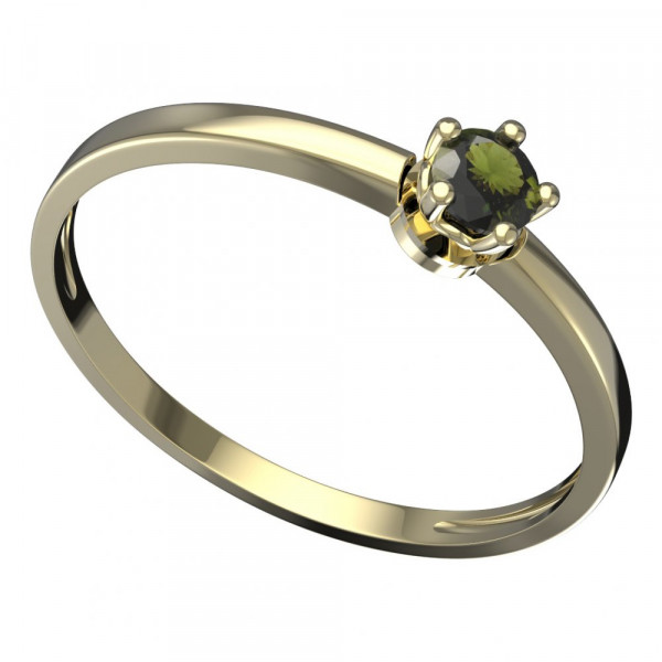 BG zlatý prsten s přírodním vltavínem   873