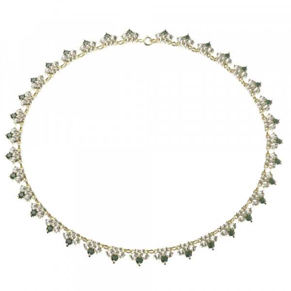 BG stříbrný náhrdelník osázený: vltavín a kubic. zirkon pozlaceno 193
