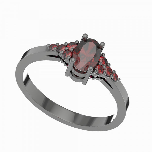 BG stříbrný prsten vsazený granát hvězdivový brus rhutenium 984