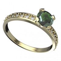 BG zlatý prsten kameny: diamant a vltavín   558E