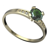 BG zlatý prsten s vltavínem a diamantem   558J