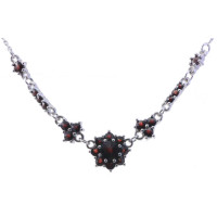 BG stříbrný náhrdelník přírodní broušený granát  porhodiováno 030