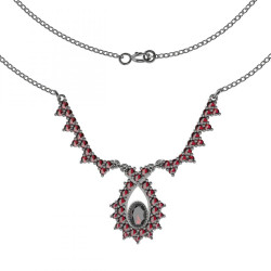 BG stříbrný náhrdelník osázený kameny:granát rhutenium 180