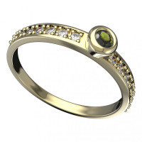 BG zlatý prsten s diamantem a vltavínem   550E